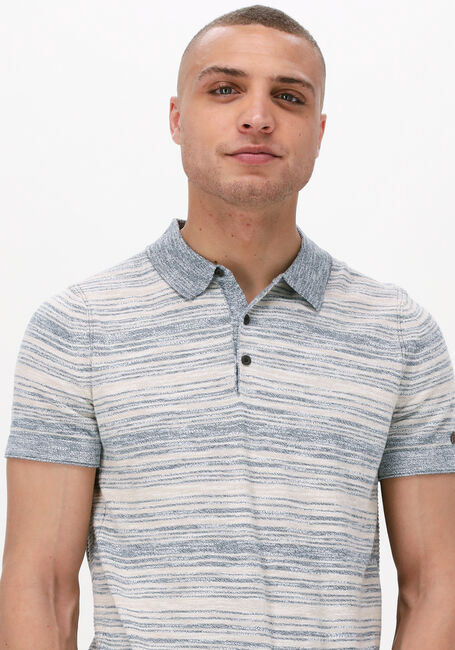 Hellblau CAST IRON Polo-Shirt SHORT SLEEVE POLO COTTON SLUB STRIPE KNITTED - large