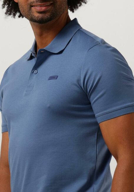 Blaue CALVIN KLEIN Polo-Shirt SMOOTH COTTON SLIM POLO - large