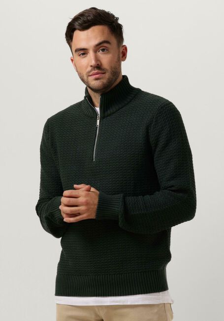 Dunkelgrün SELECTED HOMME Pullover SLHTHIM LS KNIT STRUCTURE HALF ZIP - large