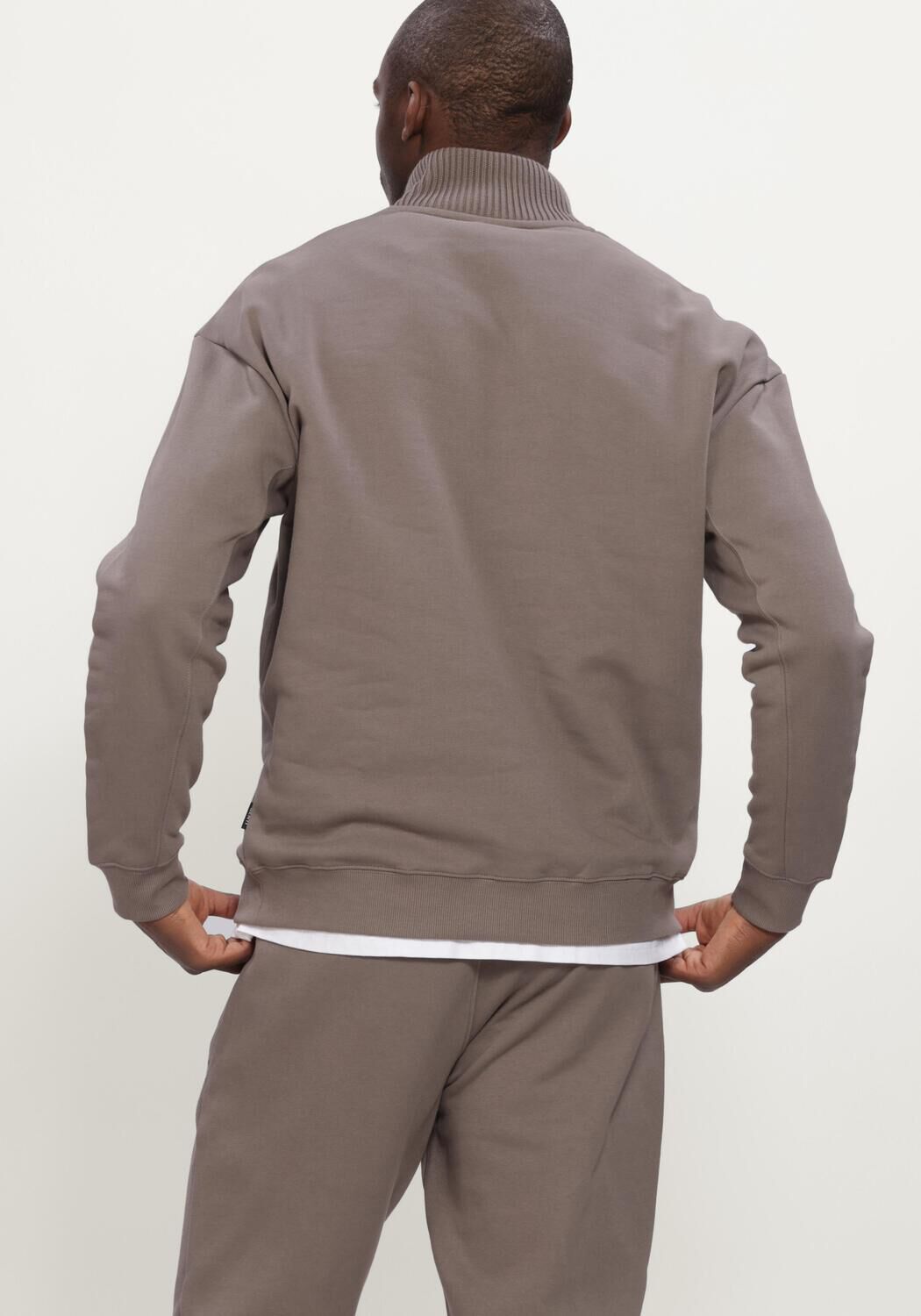 Taupe GENTI Sweatshirt HALF ZIP SWEAT - large