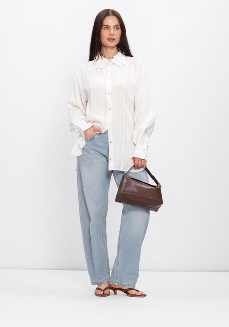 Wei&szlig;e JANSEN AMSTERDAM Blusen RABIA BLOUSE SLG 783 LONG SLEEVE LACE FLOWERS AT COLLAR - large