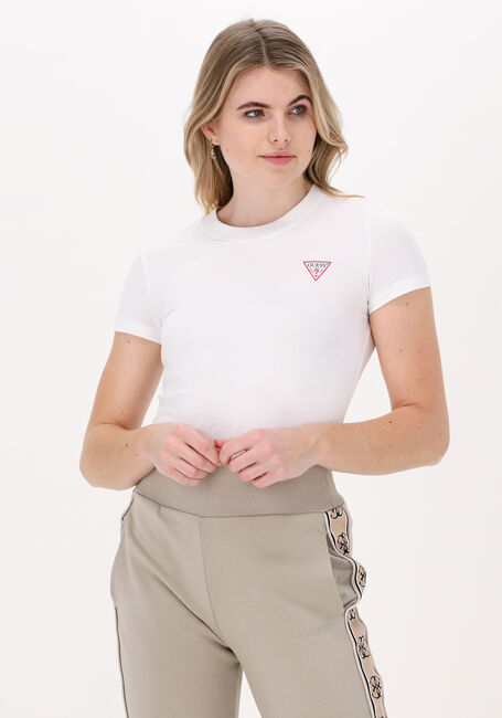 Weiße GUESS T-shirt MINI TRIANGLE CN - large