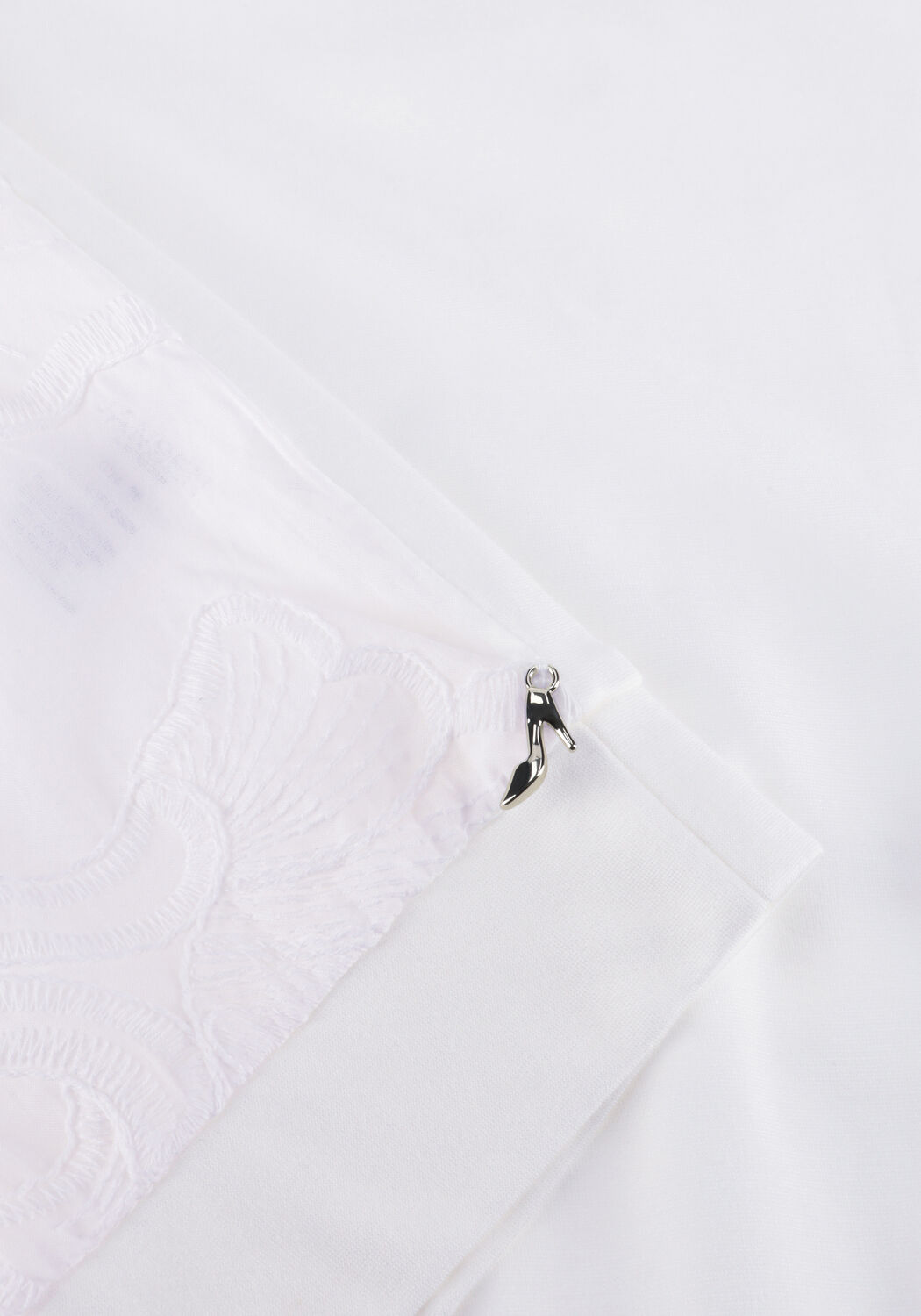 Wei&szlig;e JANSEN AMSTERDAM Pullover NOEL TOP CE 756 LACE FRONT AND SHORT SLEEVES SOLID COTTON BACK - large