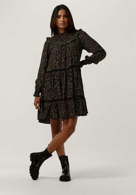 Schwarze SCOTCH & SODA Minikleid SMOCKED AND TIERED LONG SLEEVED DRESS - large