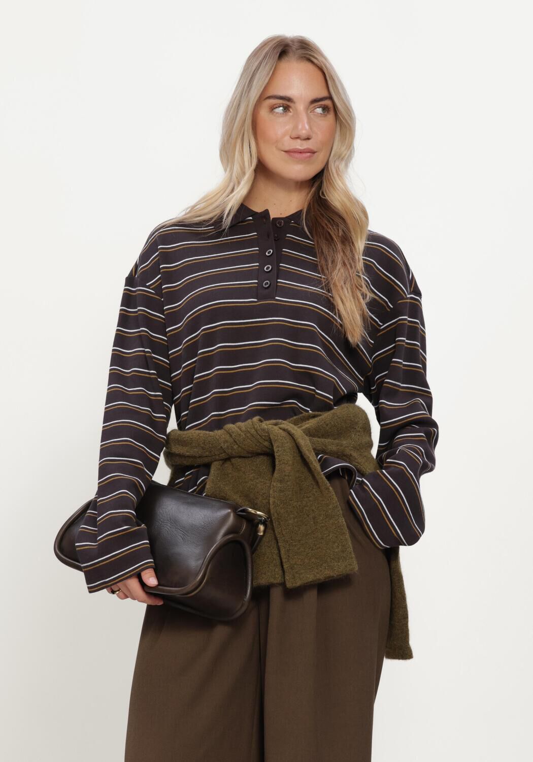 Mehrfarbige/Bunte GESTUZ Pullover & Cardigans GZPILOVA LS POLO TEE - large
