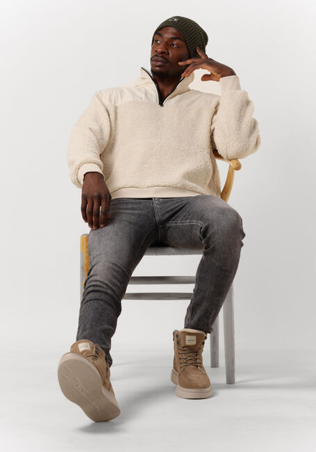 Beige CALVIN KLEIN Pullover BADGE SHERPA HALF ZIP HWK - large