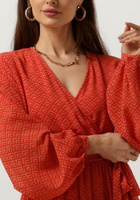 Orangene COLOURFUL REBEL Midikleid EMBLA SMALL GEO BALLOON SLEEVE MIDI DRESS - large