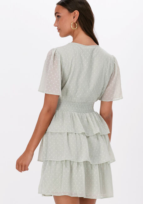 Grüne NA-KD Minikleid DOBBY SMOCKED FLOUNCE DRESS - large