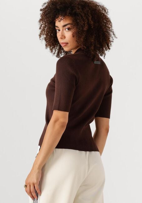 Braune HAUTE L'AMITIÉ T-shirt PICCOLO SS POLO RIB KNIT - large