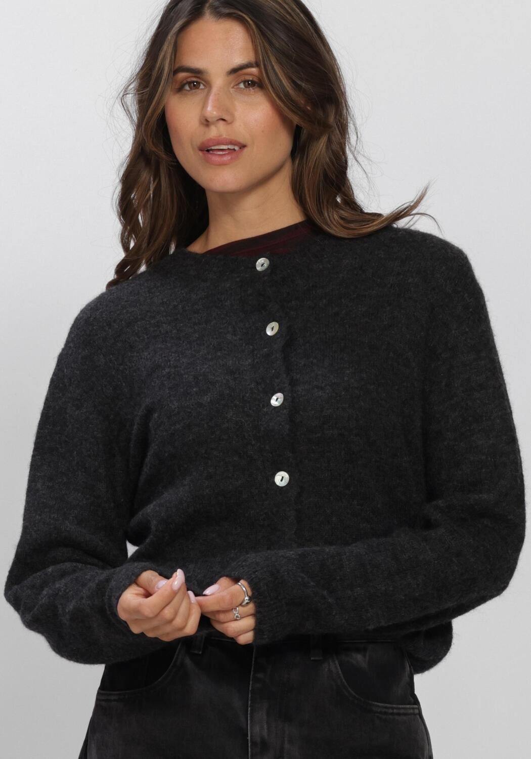 Dunkelgrau BY-BAR Strickjacke CLEO CARDIGAN - large