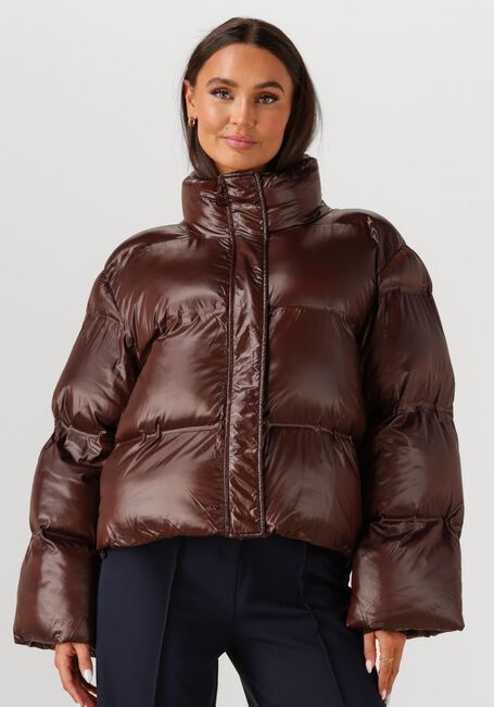 Braune NEO NOIR Wattierte Jack RHEA SHINY PUFFER JACKET - large
