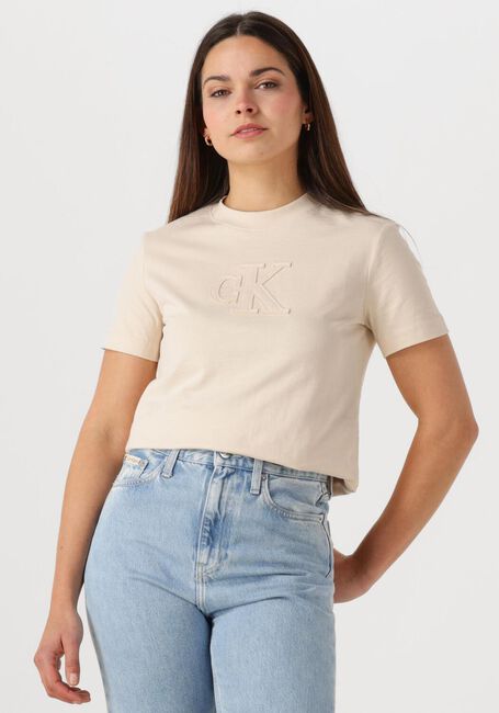 Beige CALVIN KLEIN T-shirt CK APPLIQUE REGULAR TEE - large