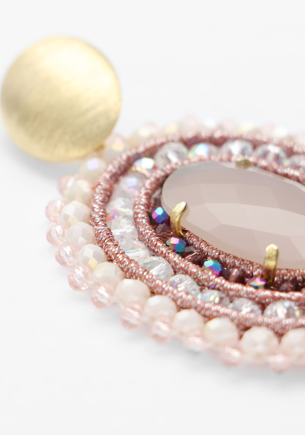 Goldfarbig LOTT. GIOIELLI Ohrringe FILLED OVAL 3 RIMGS WITH STONE L - large