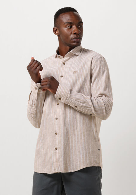 Braune VANGUARD Casual-Oberhemd LONG SLEEVE SHIRT LINEN STRIPE - large