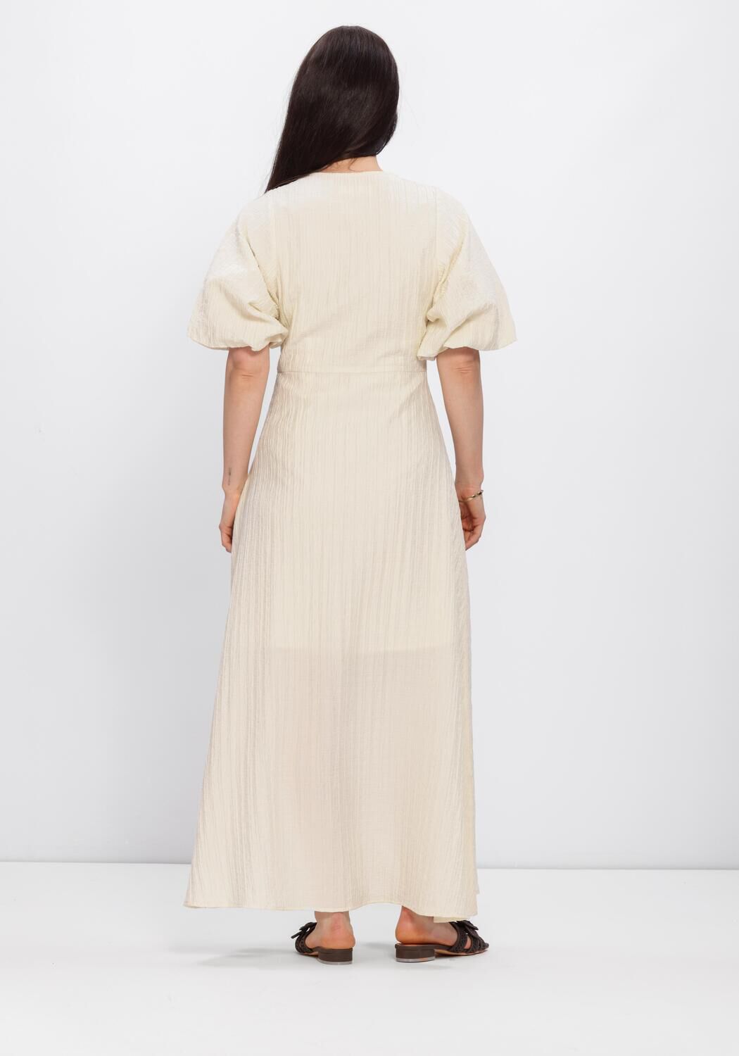 Beige SELECTED WOMEN Midikleid SLFMADDIE SS CLOSED BACK MIDI DRESS - large