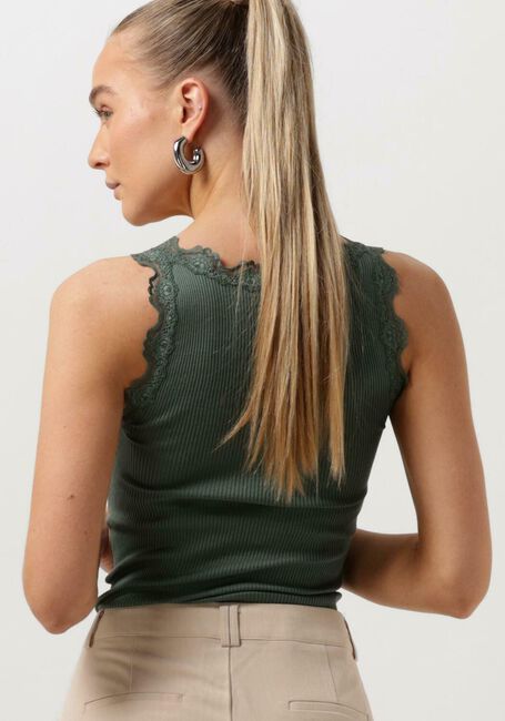 Dunkelgrün ROSEMUNDE Top SILK TOP W/ LACE - large