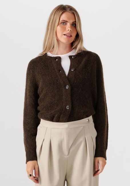 Braune SELECTED FEMME Strickjacke SLFLULU LS KNIT SHORT CARDIGAN - large