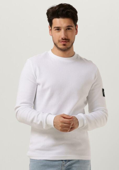 Weiße CALVIN KLEIN Sweatshirt BADGE WAFFLE LS TEE - large
