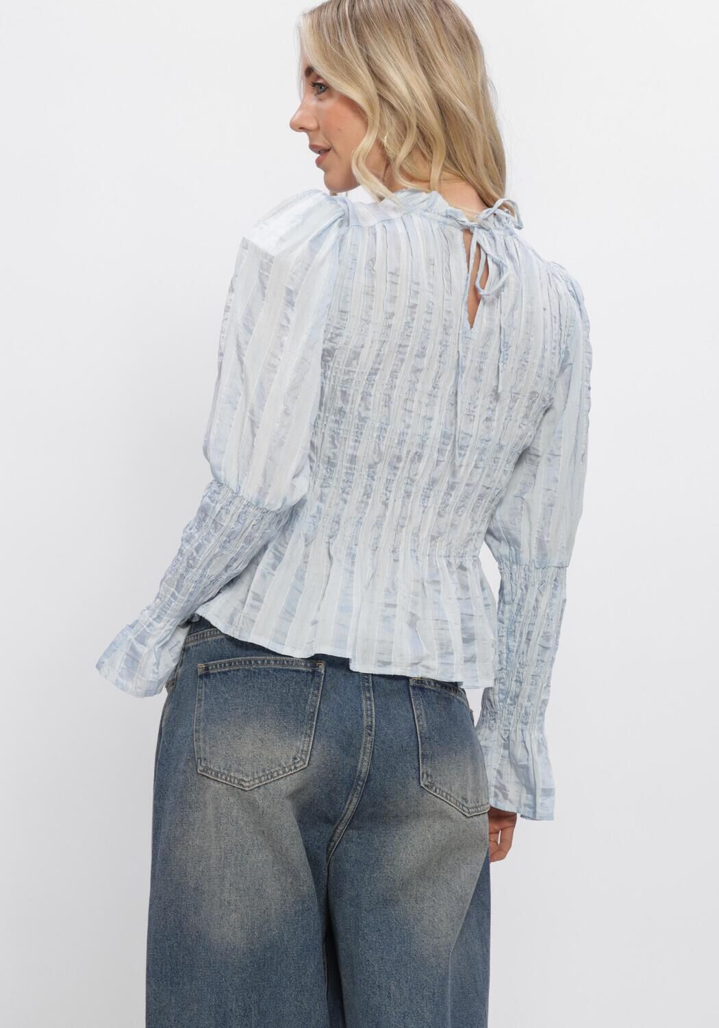 Blaue Y.A.S. Blusen YASRAVA LS SMOCK TOP - large