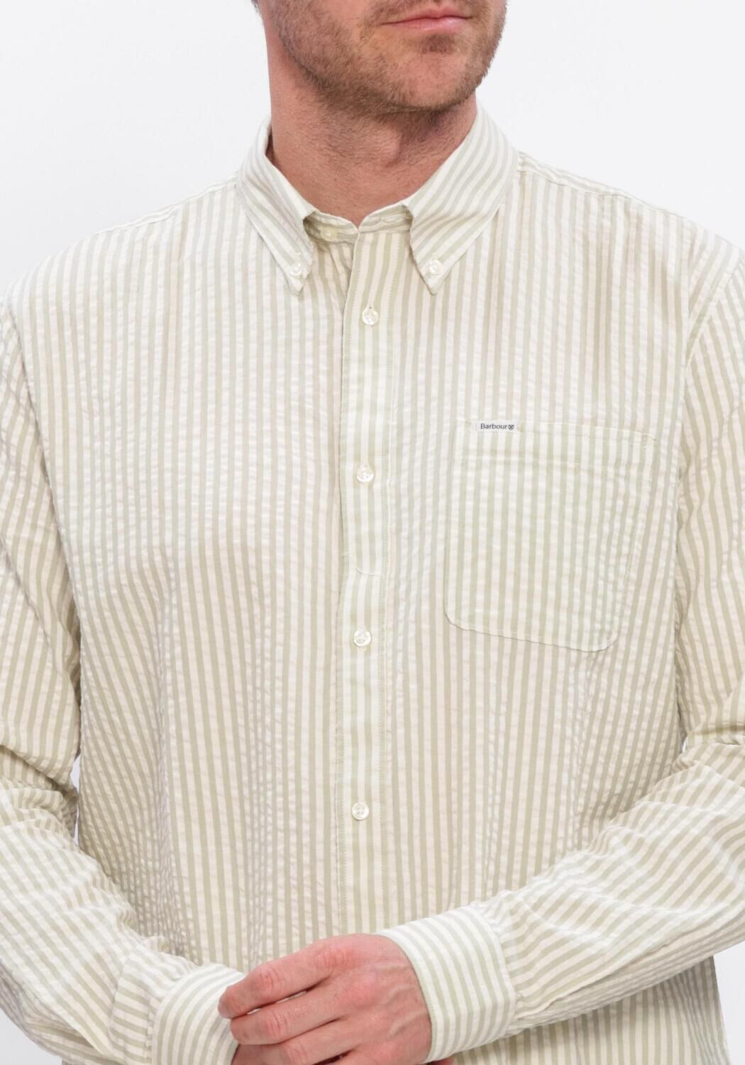 Gr&uuml;ne BARBOUR Casual-Oberhemd CRESSWELL SEERSUCKER - large