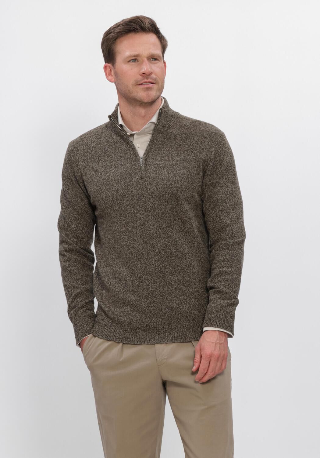 Braune PROFUOMO Pullover PULLOVER HALF ZIP - large