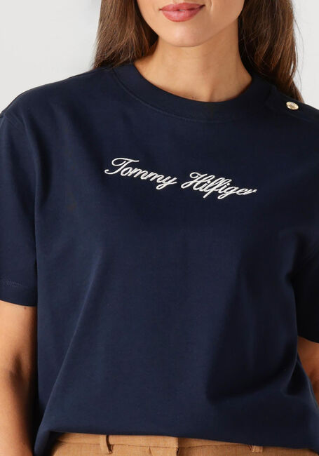 Dunkelblau TOMMY HILFIGER T-shirt GOLD BTN SCRIPT MDRN SS TEE - large