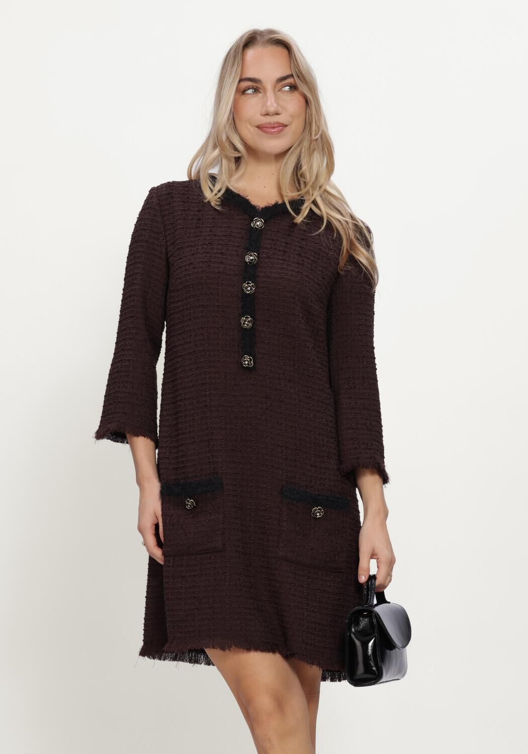 Braune ANA ALCAZAR Minikleid DRESS BUTTONS - large
