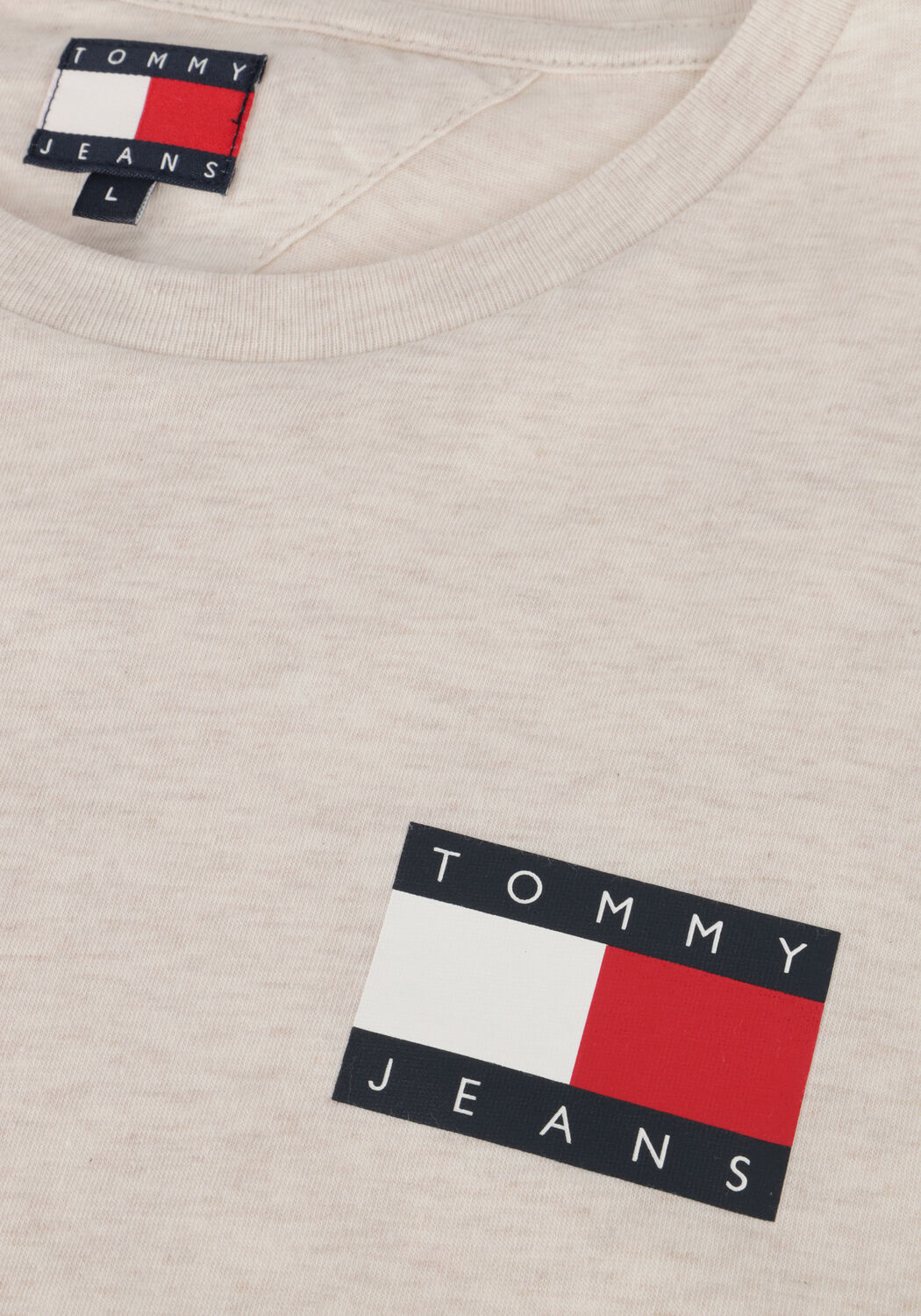 Beige TOMMY JEANS T-shirt TJM SLIM ESSENTIAL FLAG TEE EXT - large