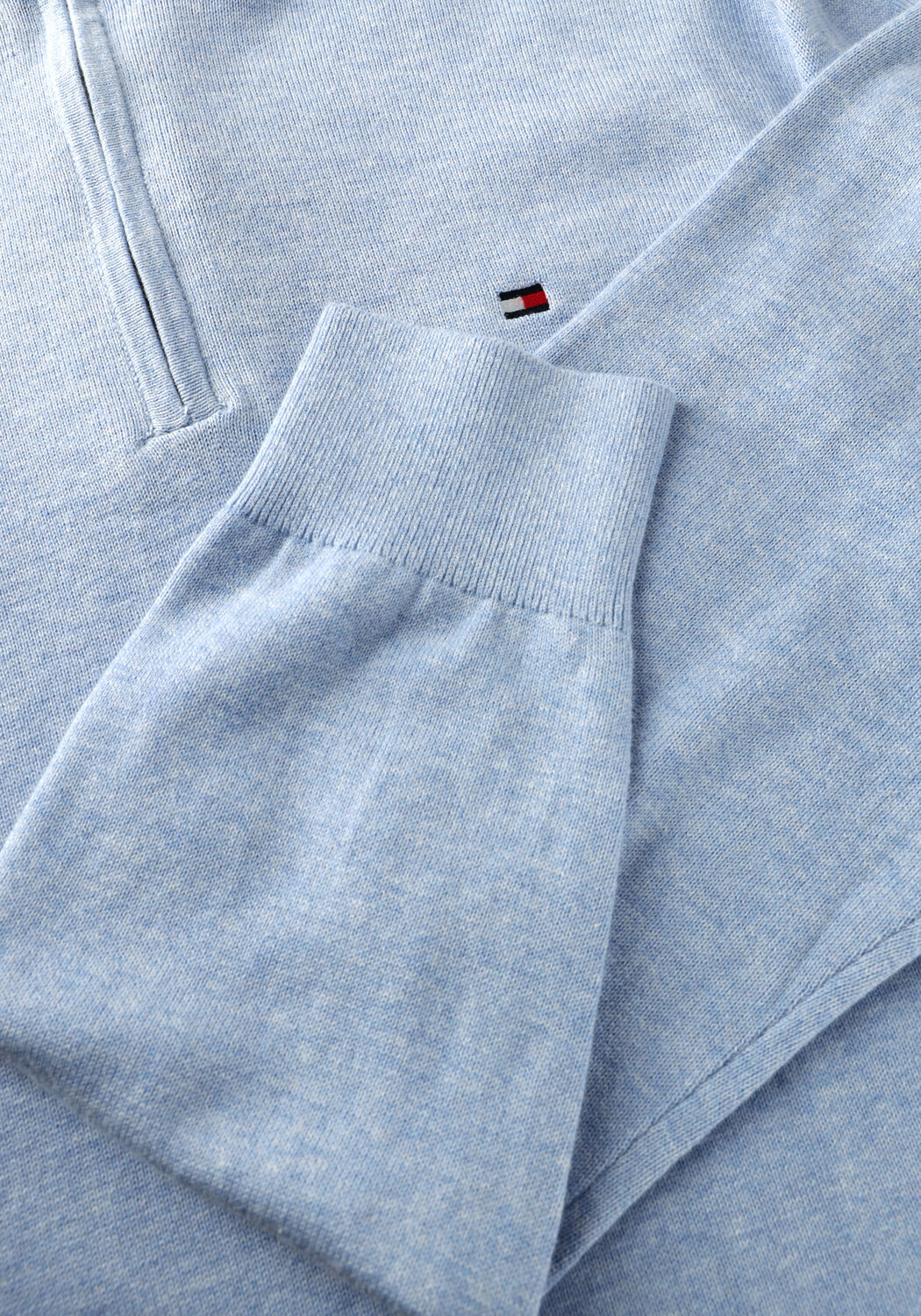 Hellblau TOMMY HILFIGER Pullover ESSENTIAL COTTON ZIP MOCK - large