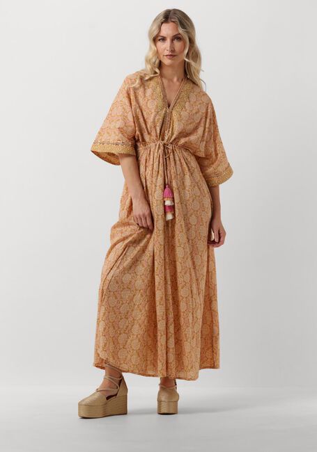 Camelfarbene SUMMUM Maxikleid DRESS BLOCKPRINT - large