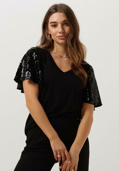 Schwarze MOS MOSH T-shirt PINTER O-S SEQUIN TEE - large
