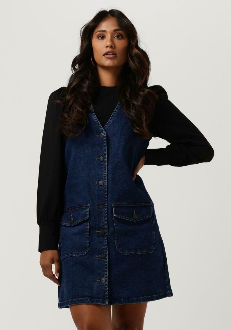 dunkelblau object minikleid vega denim dress