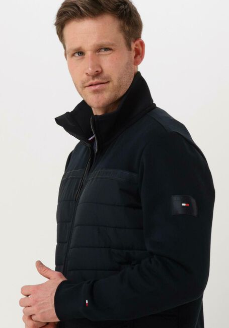 Dunkelblau TOMMY HILFIGER Strickjacke MIX MEDIA TAPE ZIP THROUGH - large