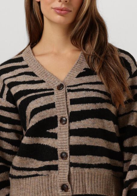 Braune COLOURFUL REBEL Strickjacke SHARA ZEBRA KNITTED CARDIGAN - large