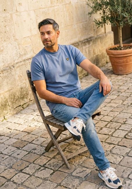 Blaue PME LEGEND T-shirt TWO TONE TEXTURED STRIPE - large