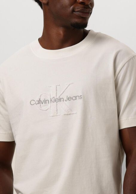 Weiße CALVIN KLEIN T-shirt CHENILLE MONOLOGO TEE - large