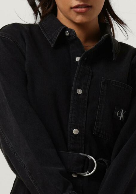 Schwarze CALVIN KLEIN Minikleid BELTED UTILITY DENIM SHIRT DRESS - large