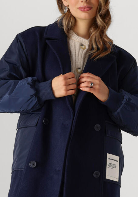 Dunkelblau COLOURFUL REBEL Mäntel ADA CONTRAST WOOL LONG COAT - large
