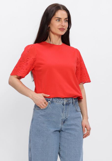 Rote Y.A.S. T-shirt YASLEX SS TOP W. EMB SLEEVES - large