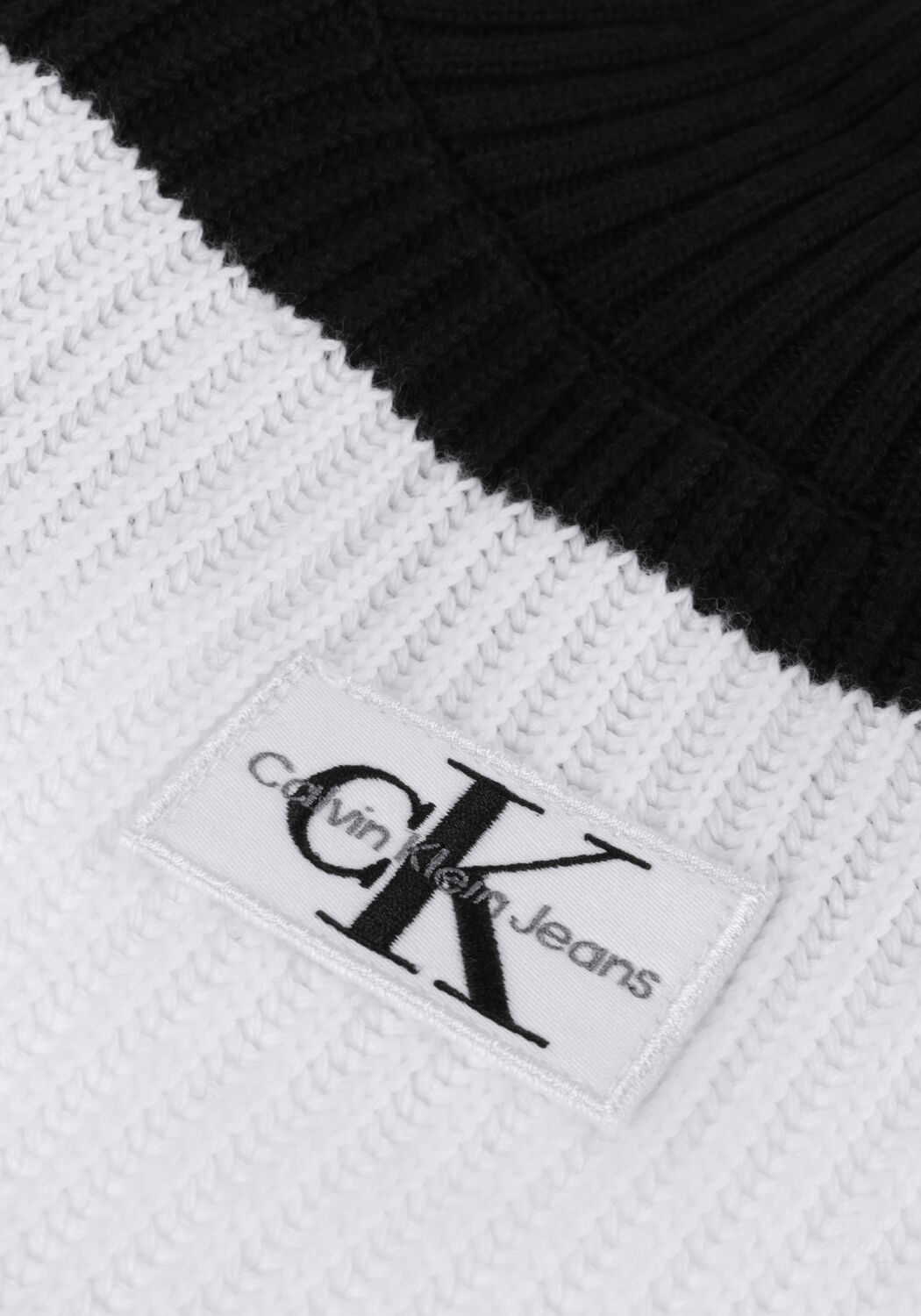 Schwarze CALVIN KLEIN Rollkragenpullover LABEL CHUNKY SWEATER - large