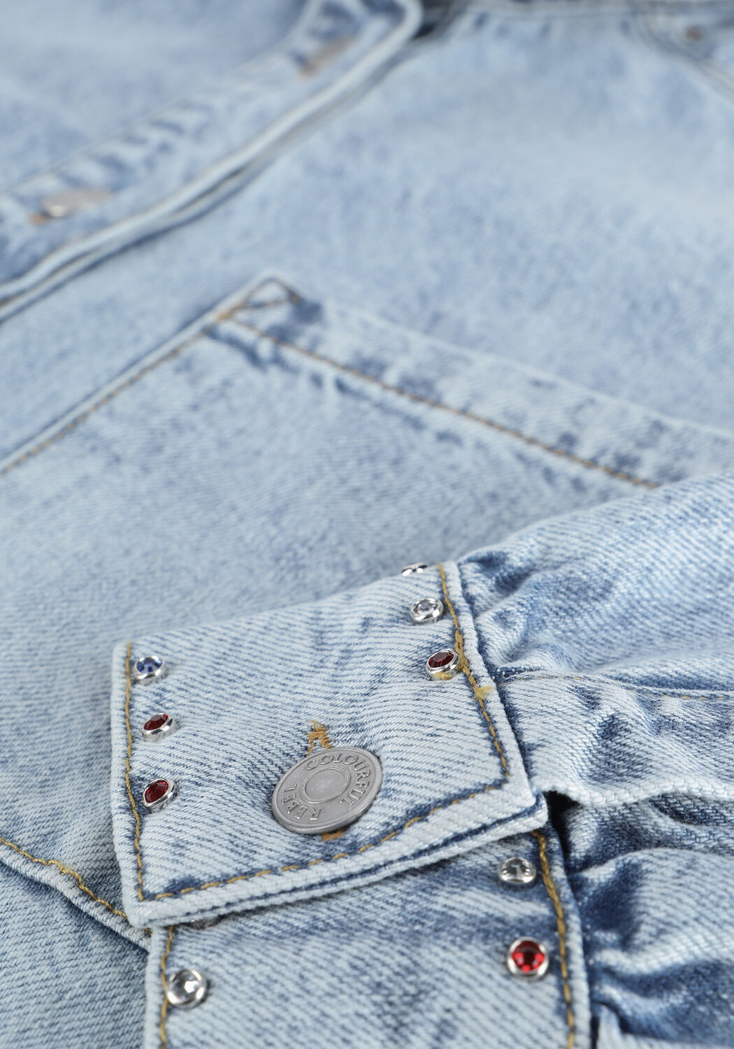 Blaue COLOURFUL REBEL Blusen TEDDY RINESTONES DENIMBLOUSE - large