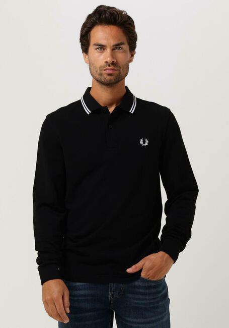 Schwarze FRED PERRY Polo-Shirt LS TWIN TIPPED SHIRT - large