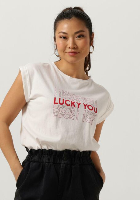 Weiße BY-BAR T-shirt THELMA LUCKY YOU TOP - large
