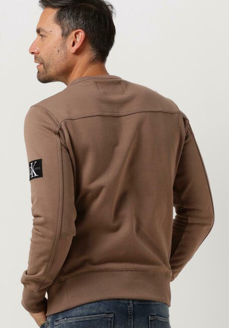 Braune CALVIN KLEIN Pullover MONOLOGO SLEEVE BADGE CN - large