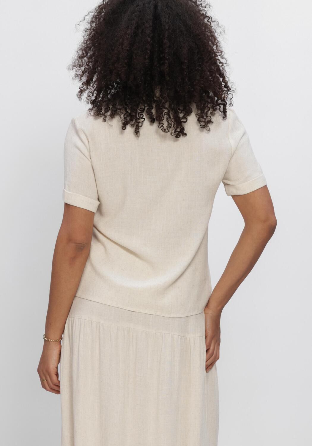 Beige OBJECT Blusen OBJSANNE S/S RE SHIRT - large