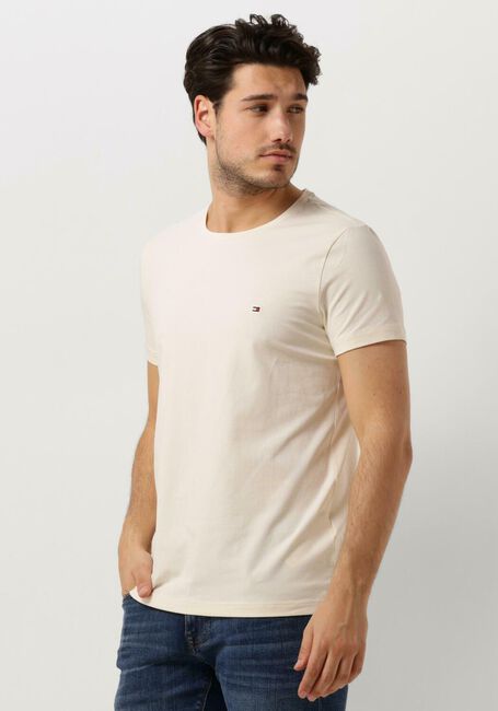 Beige TOMMY HILFIGER T-shirt STRETCH SLIM FIT TEE - large