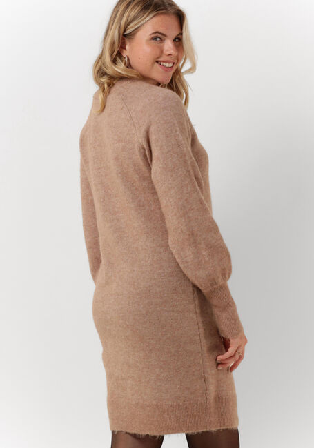 Camelfarbene SELECTED FEMME Minikleid LULU LS KNIT DRESS O-NECK - large