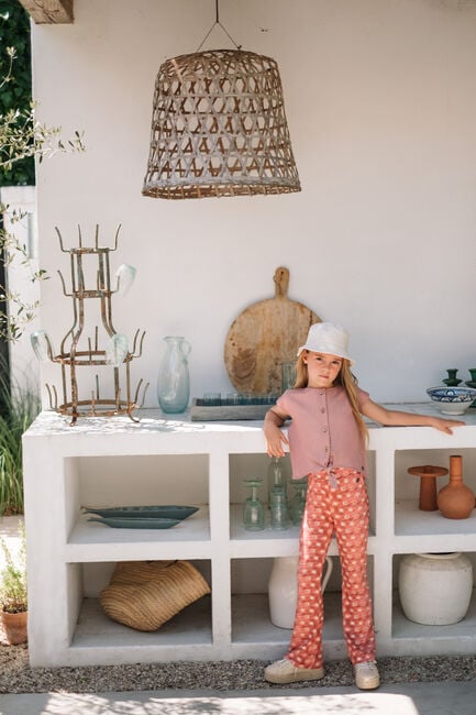 Rote LIKE FLO Schlaghose FLOOR AOP FLARED PANTS - large