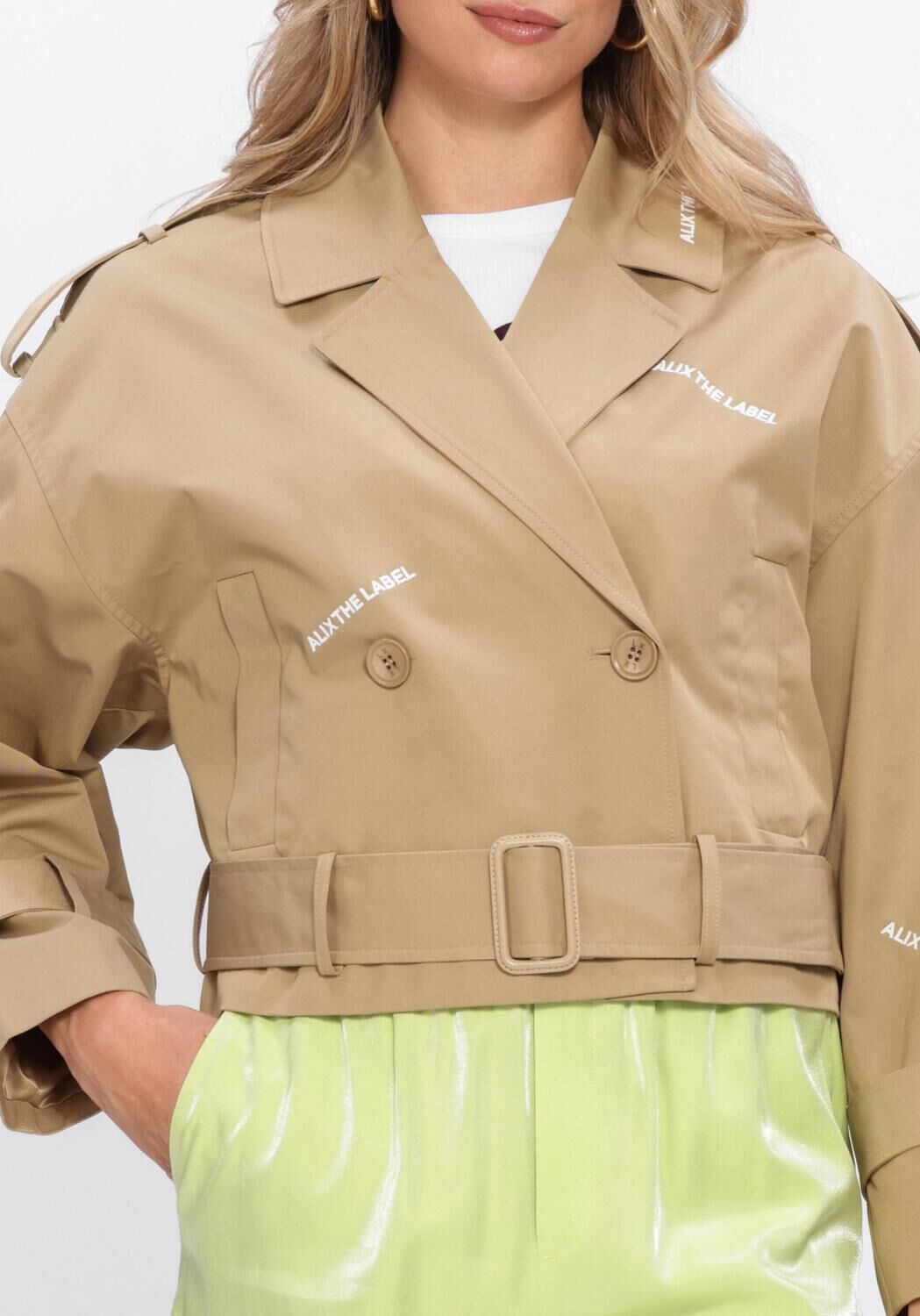 Camelfarbene ALIX THE LABEL Trenchcoats LADIES WOVEN SHORT ALIX TRENCH COAT - large
