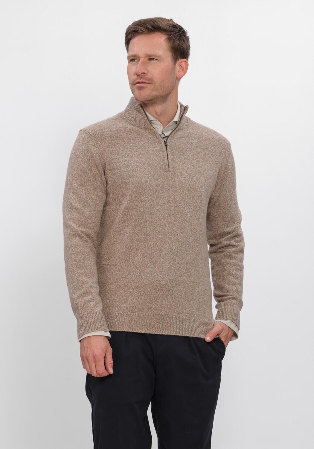 Beige PROFUOMO Pullover PULLOVER HALF ZIP - large